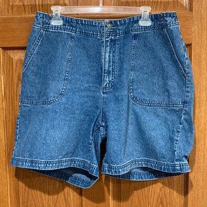 CJ BANKS Women's 16W Plus Blue Denim Jean High Rise Shorts